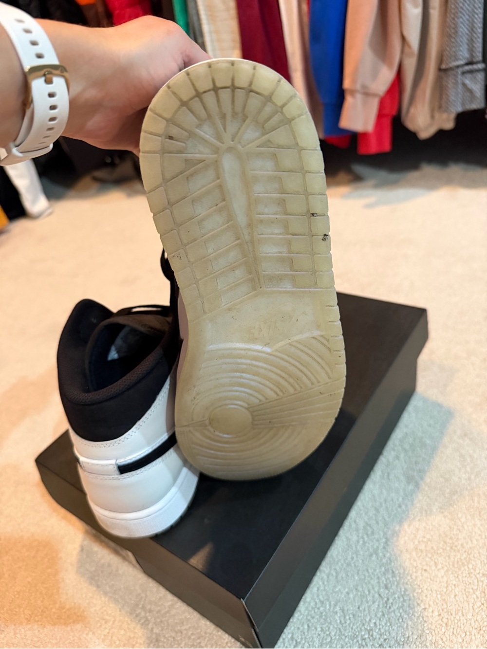 Air Jordan 1 Mid Black & White Sneakers worn once - Picture 5 of 5